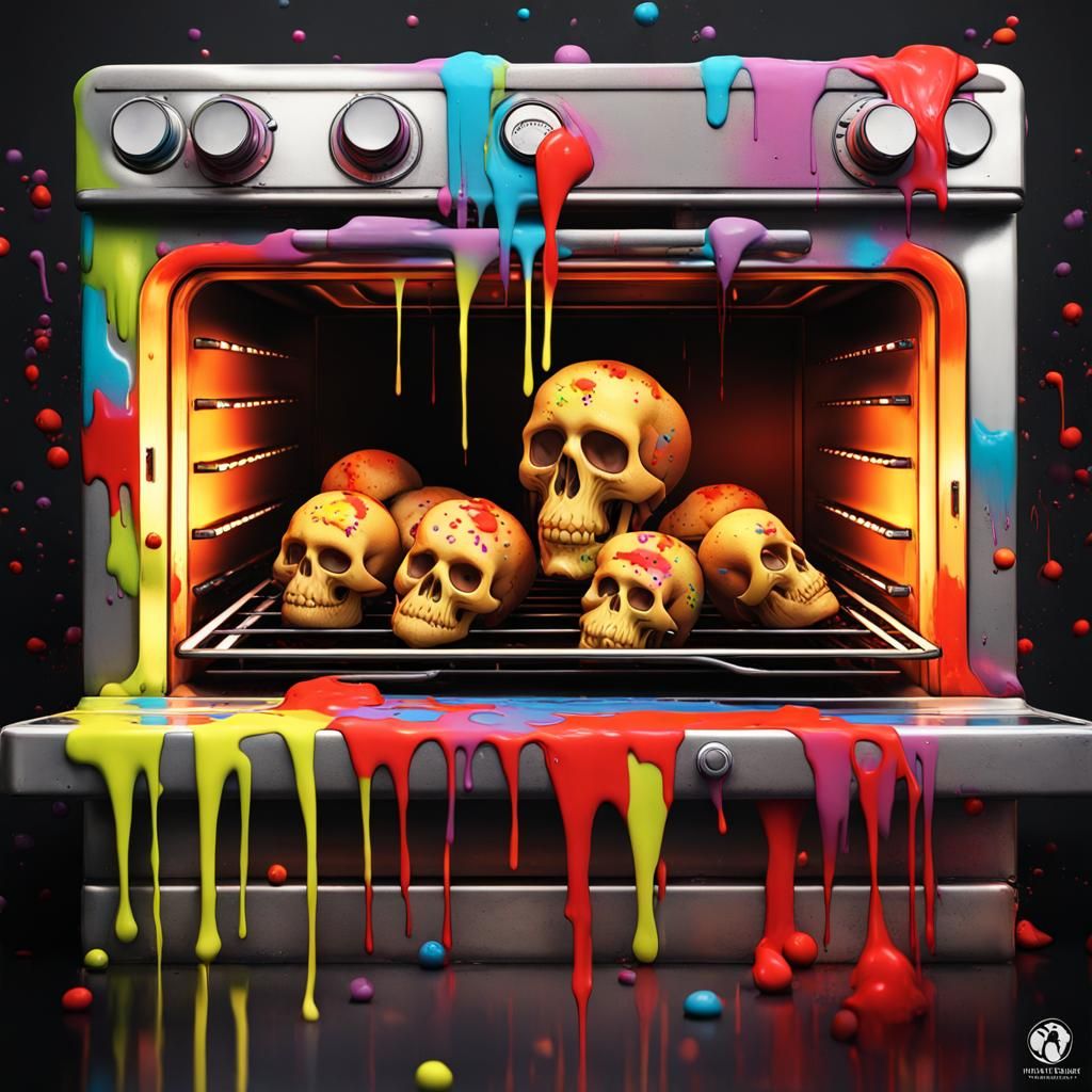 Colorful Punk Graffiti Skull Cookies by Oven