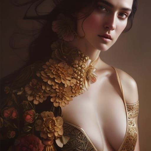 Vibrant Goddess Portrait in a Dramatic Pose