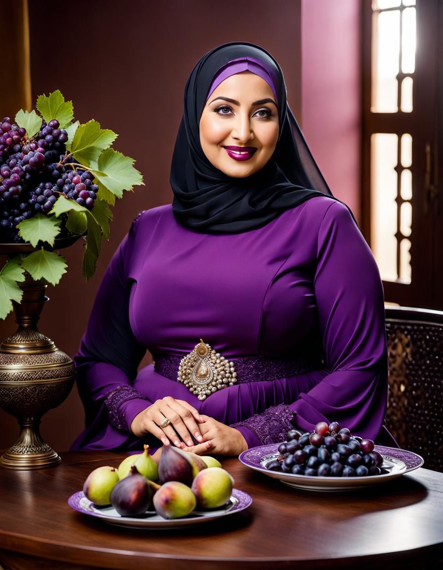 Middle Eastern Woman in Purple Dress, Ultrarealistic 8K