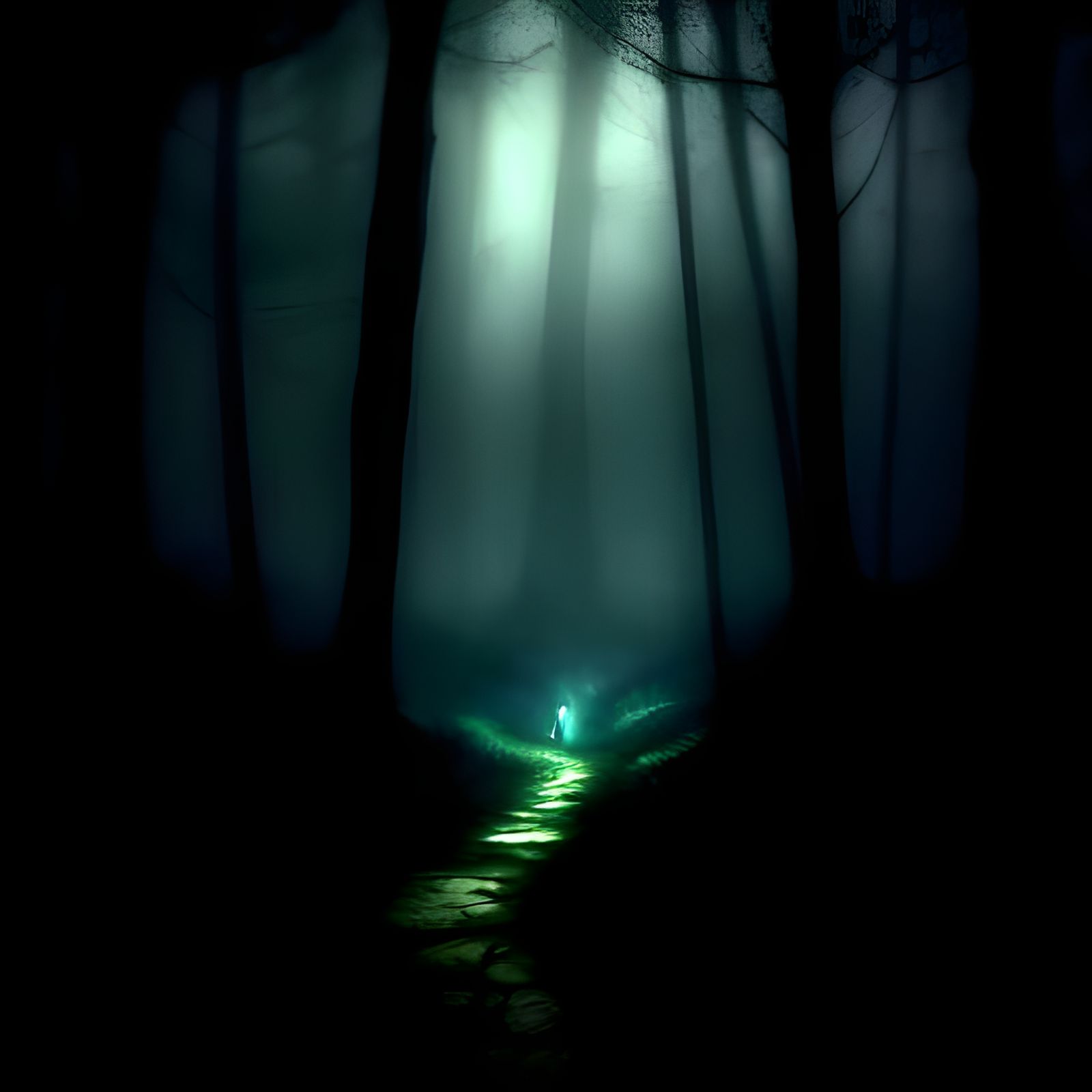 Enchanted Forest Pathway with Running Girl