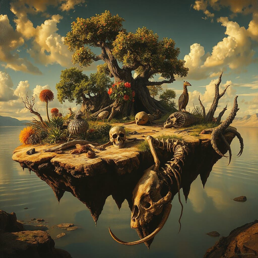 Life and Death on a Floating Island Oil Painting