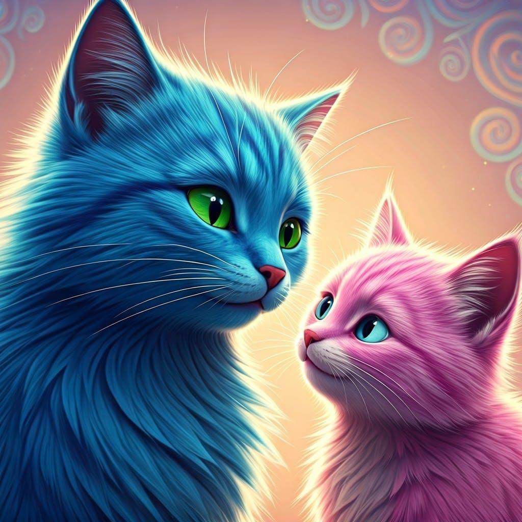 Blue Cat's Affection: A Pixar-Style Scene