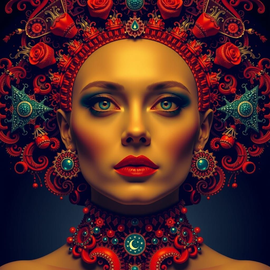 Abstract Swirling Red Textures and Shapes