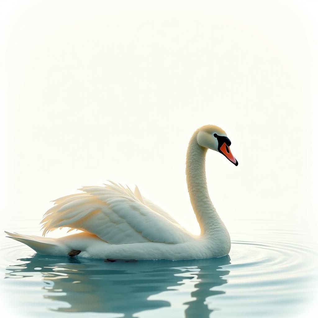 Regal Swan in Ukiyo-e Style