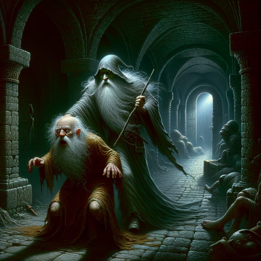 Wizard's Escape: A Symbolist Dungeon Scene