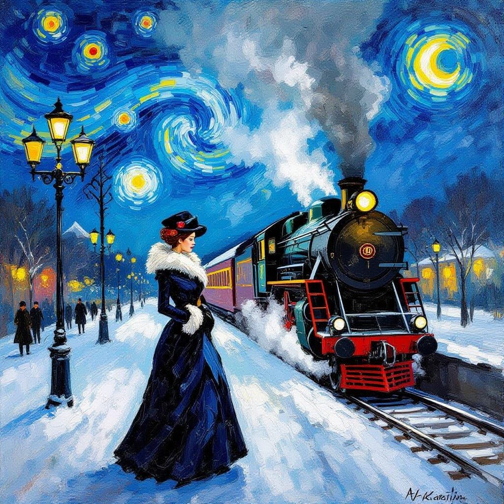 Anna Karenina Book Cover in Van Gogh Impasto Style