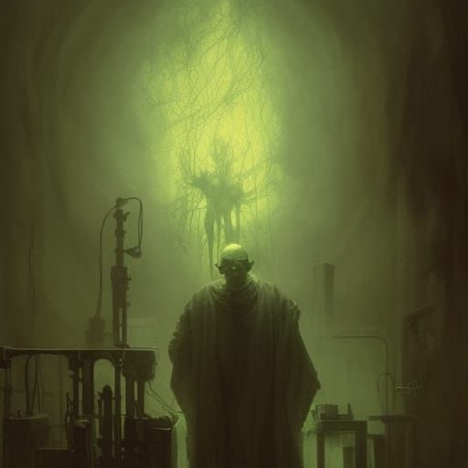 Creepy Mad Scientist in Horror Laboratory
