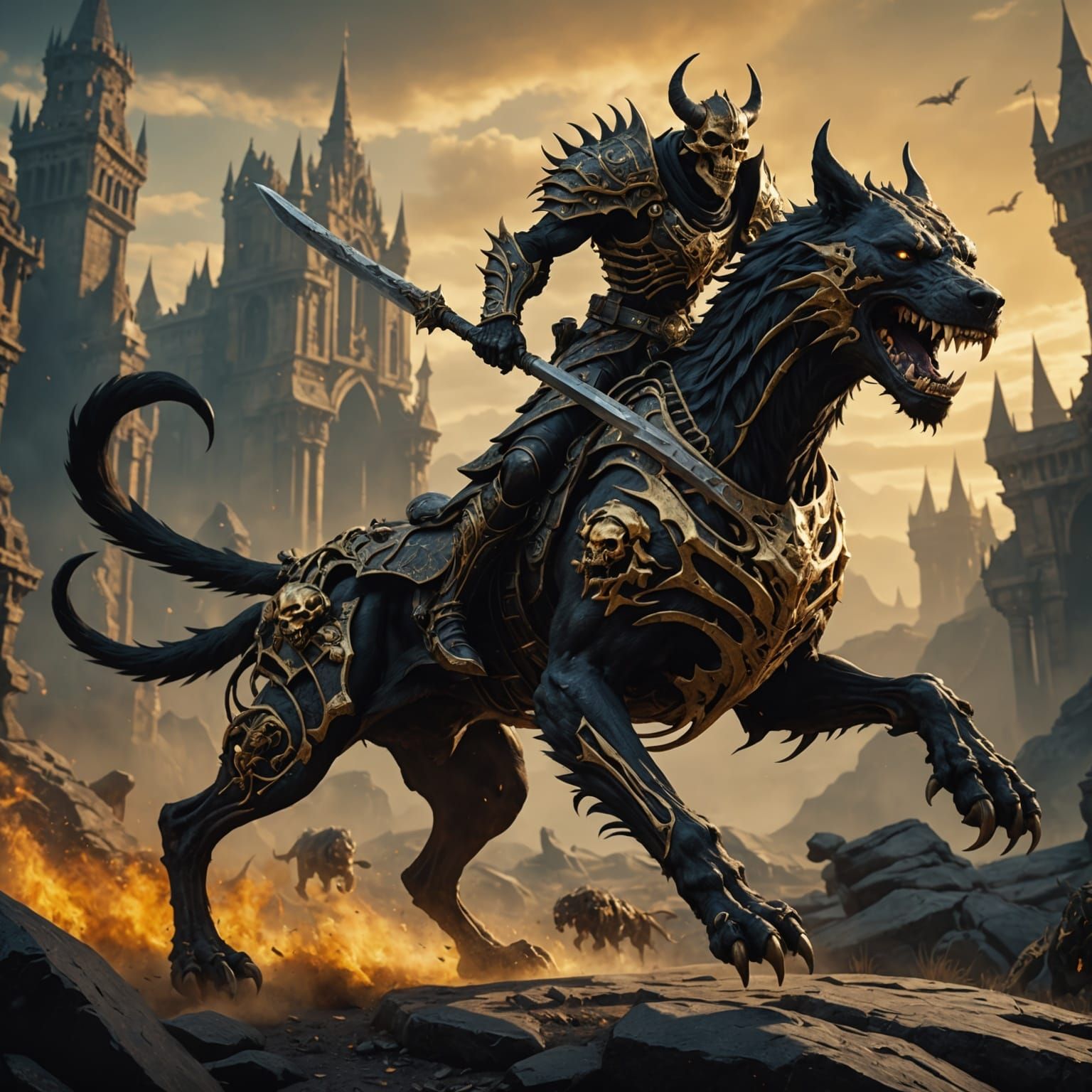 Skeletal Fighter on Hellhound: Fantasy Concept Art