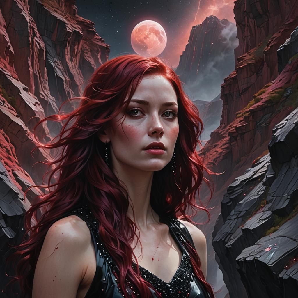 Hyperrealistic Woman with Flowing Hair, Digital Art