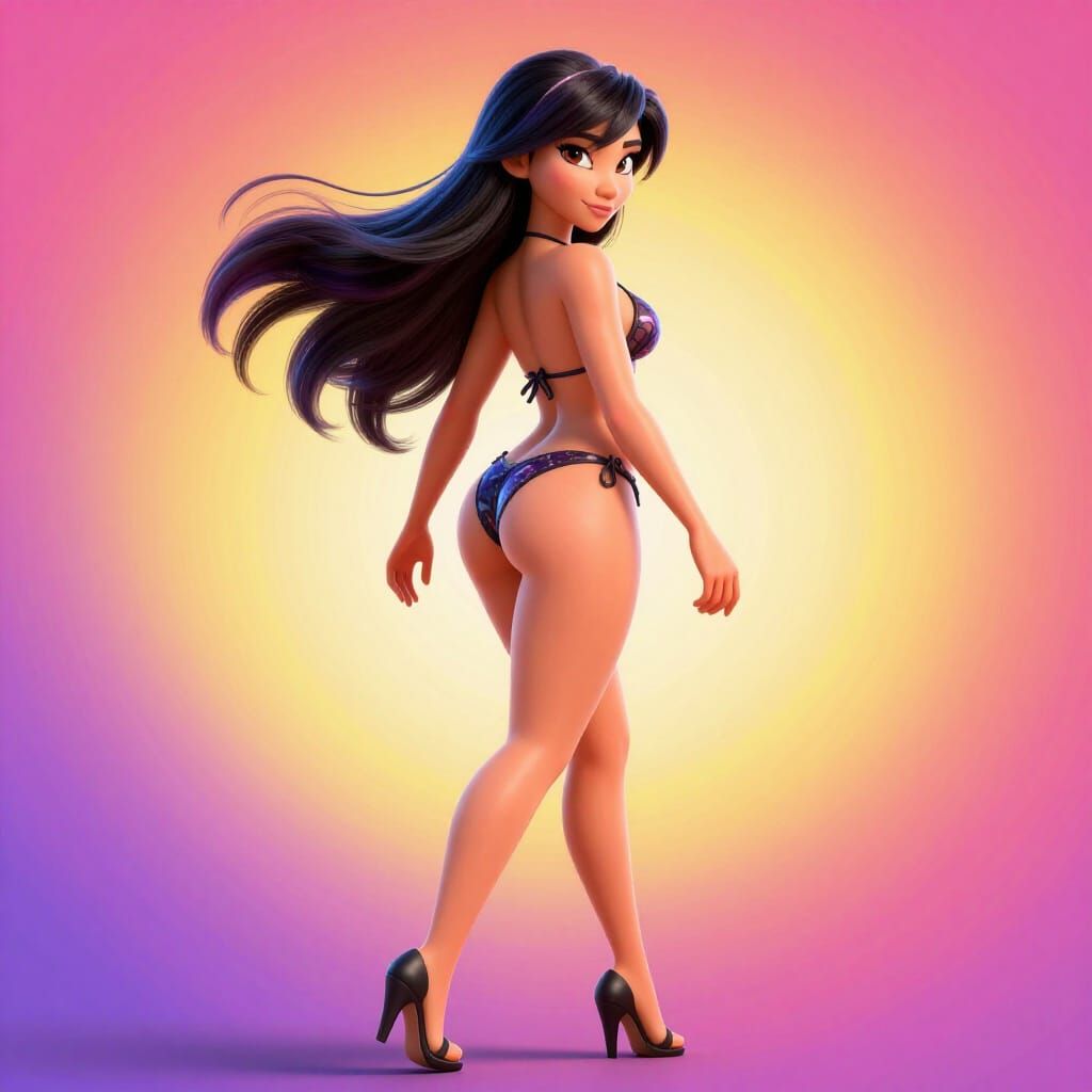 Bayonetta in Stylish Bikini, 3D Digital Art Style