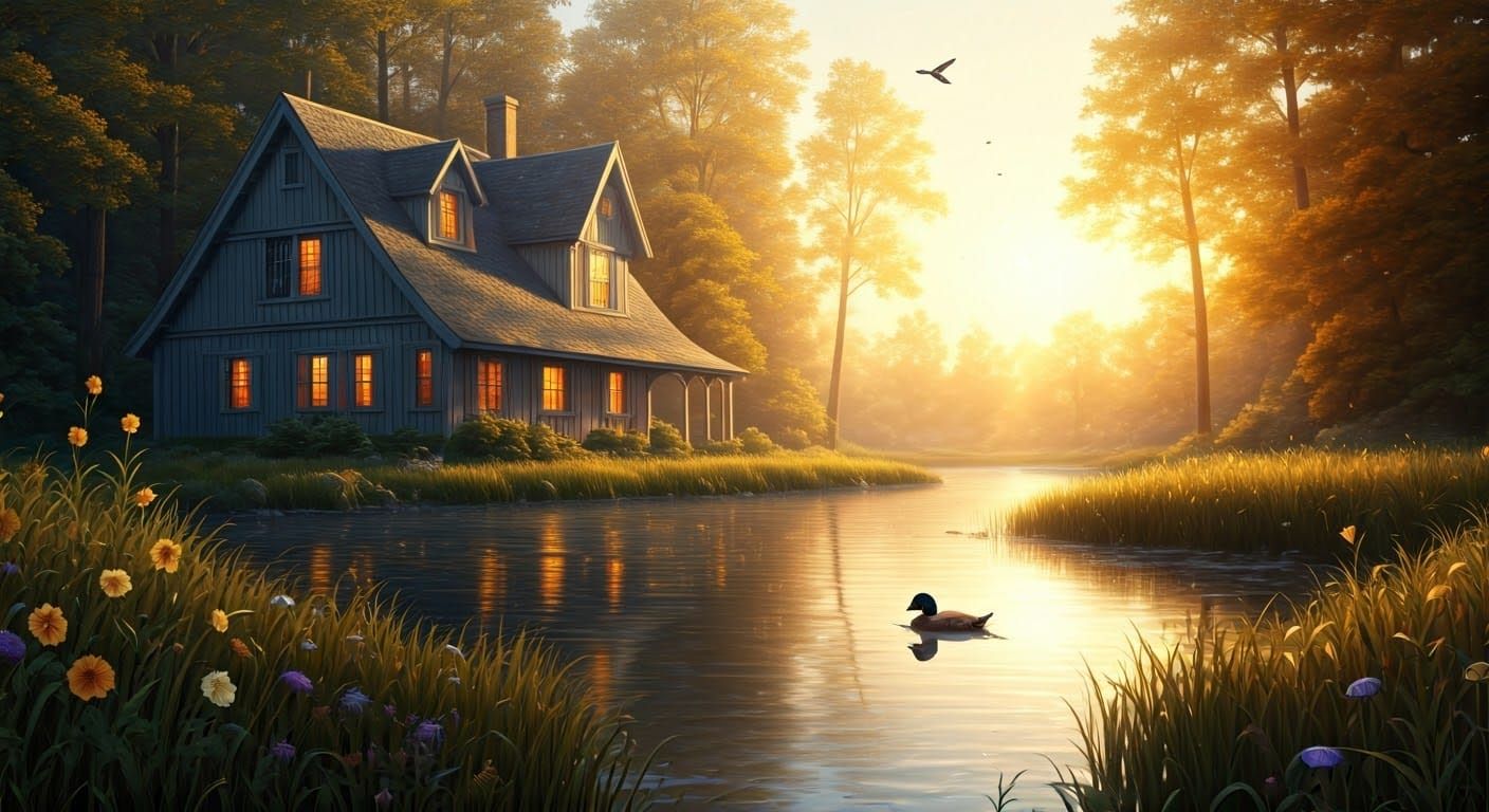 Ethereal Fantasy Scene at Golden Hour