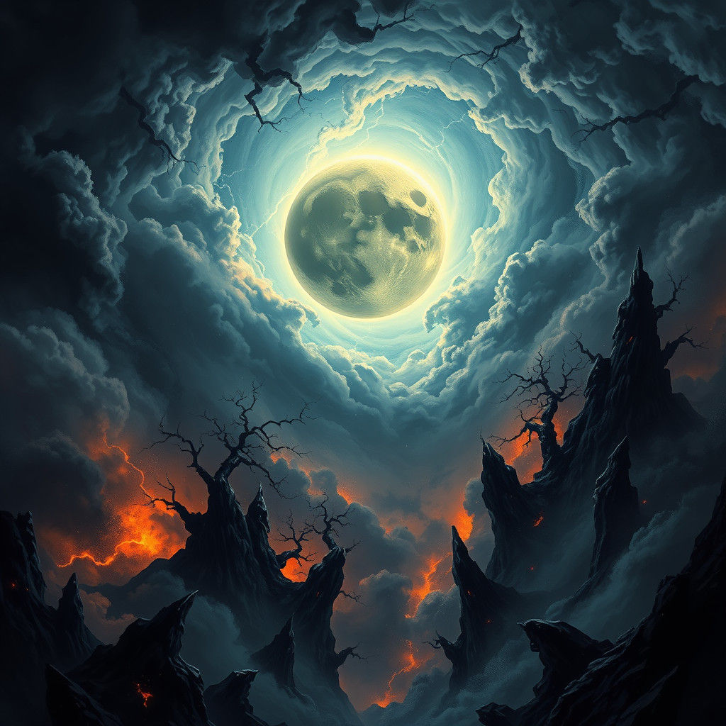 Ethereal Black Moon Amidst Hellish Typhoon