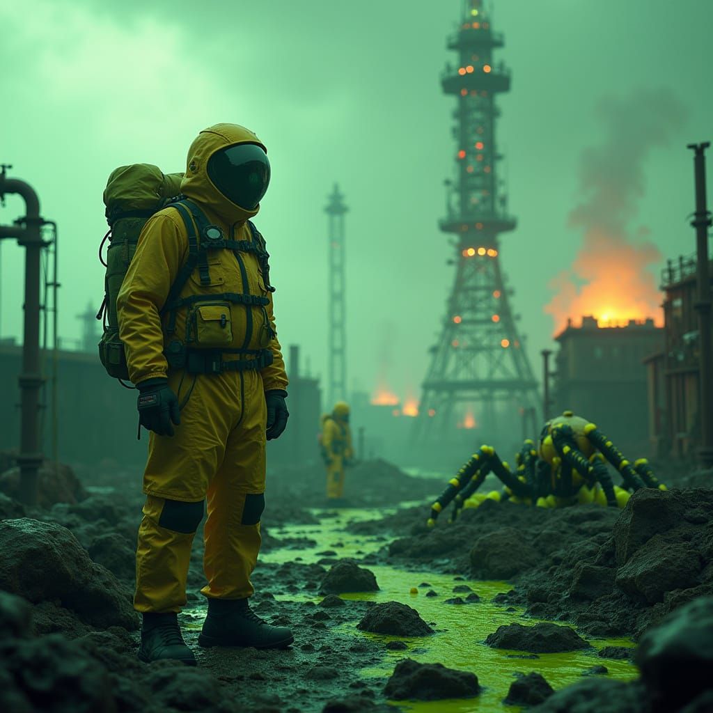 Devastated Nuclear Site with Bio-Mechanical Spider, Hyperrea...