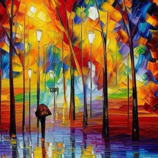 Colorful Expressionist Stage in Impasto Oil Painting