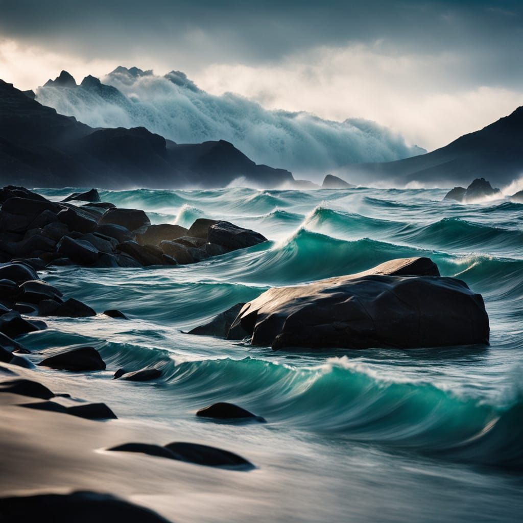 Turquoise Ocean Waves in Dreamy Focus