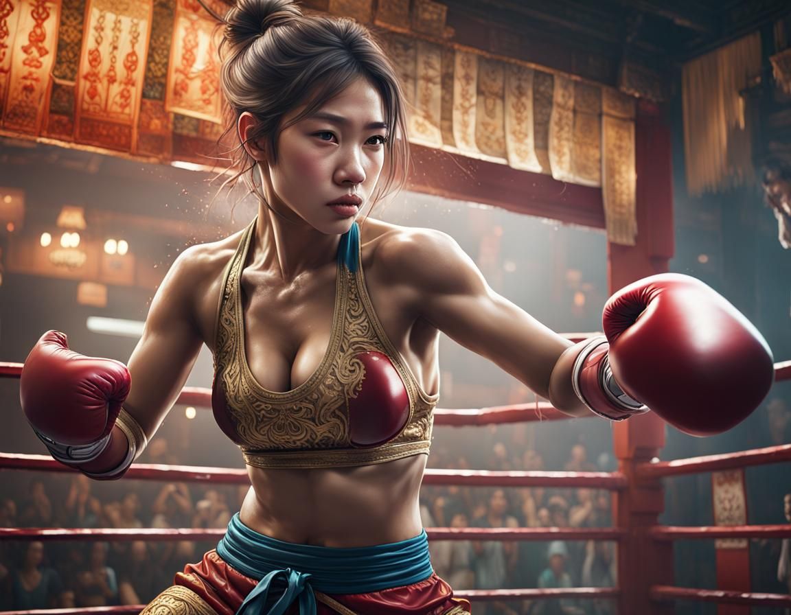 Thai Boxing Women: Hyperrealistic Artstation Portrait