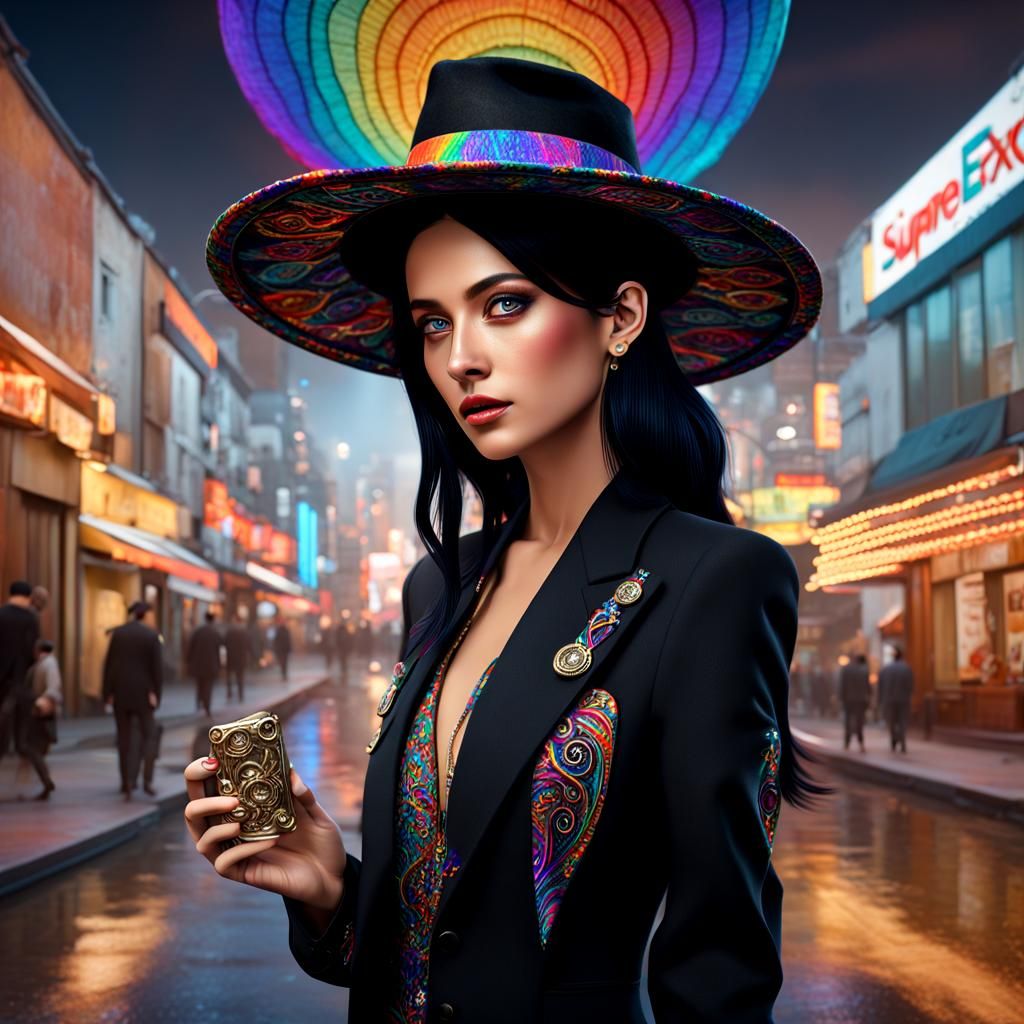 Modern Witch with Magic Wand, 3D Rendered