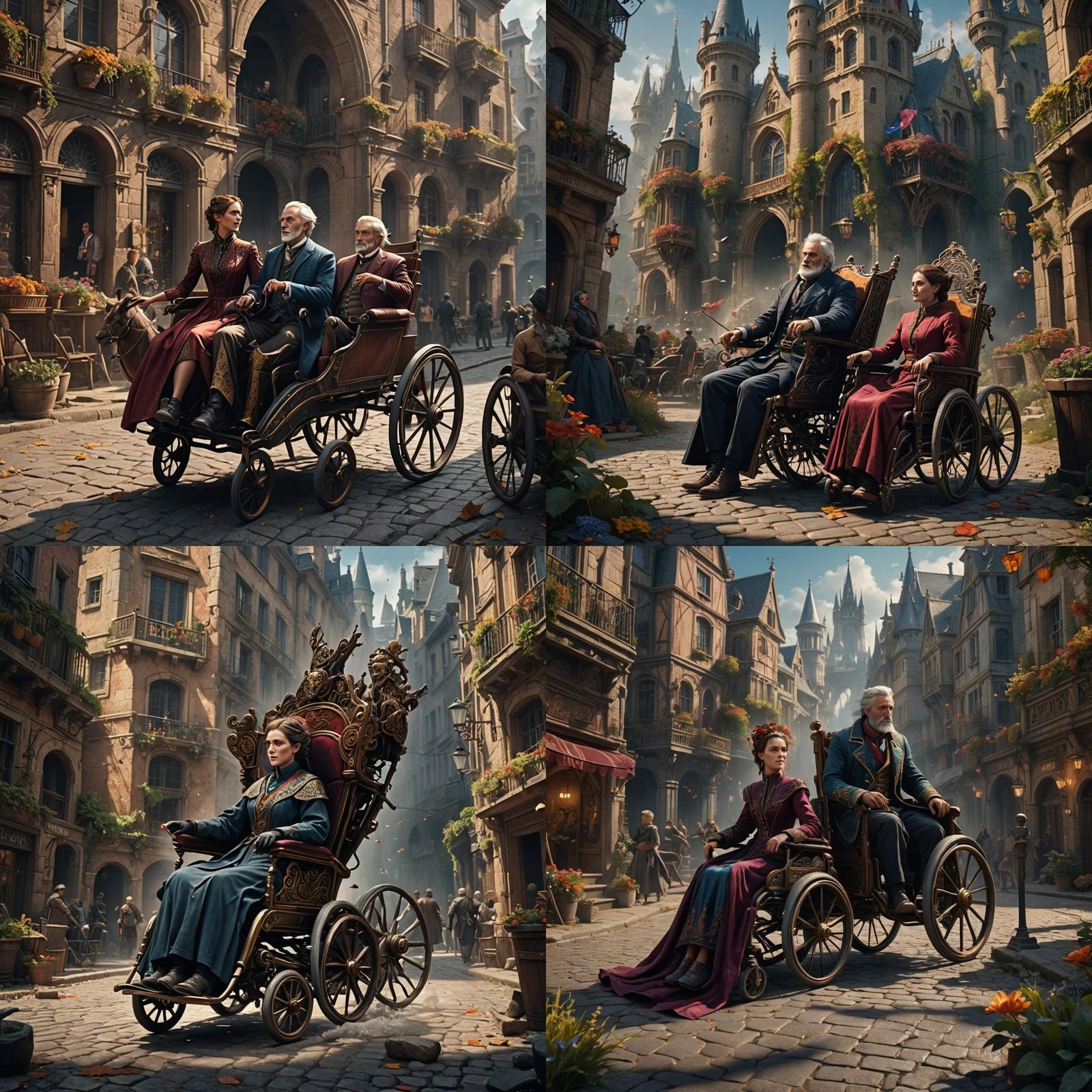Woman in Wheelchair Waving Goodbye: Detailed Matte Painting