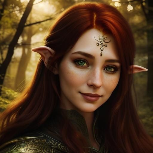 Beautiful Wood Elf in Magical Eldritch Forest