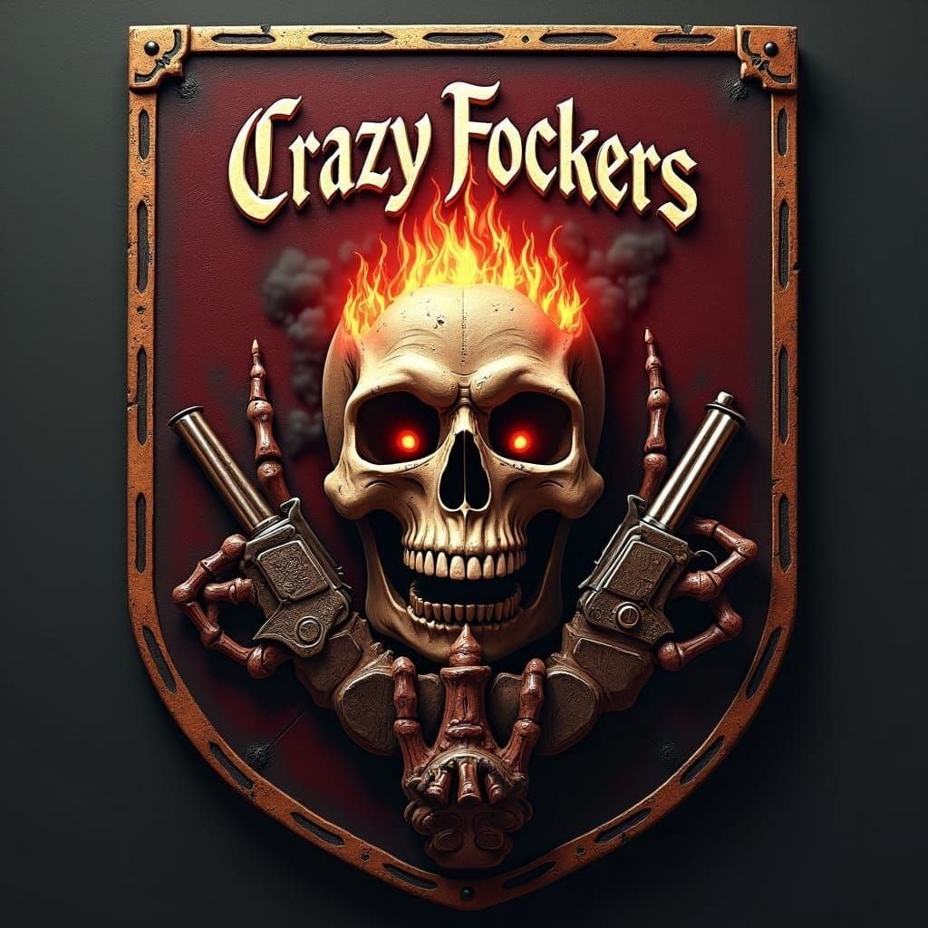 Fiery Skull on Heraldic Shield Concept Art