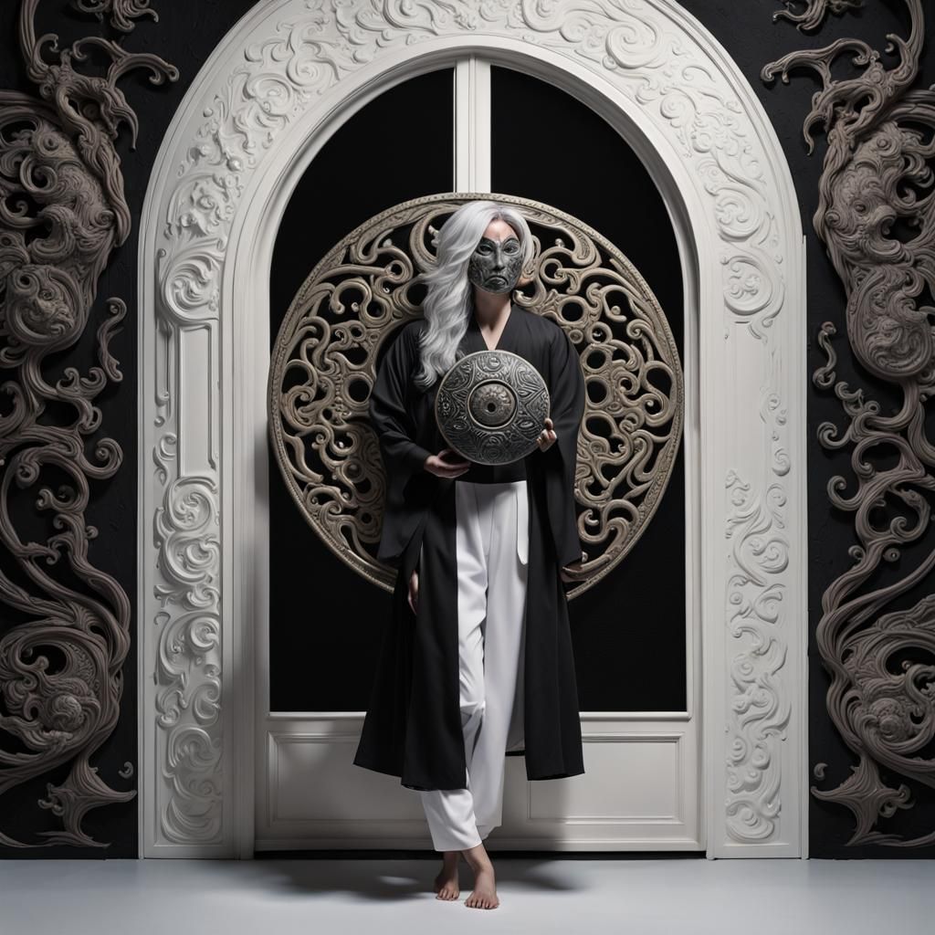 Yin Yang Masked Wizard Before Swirling Door