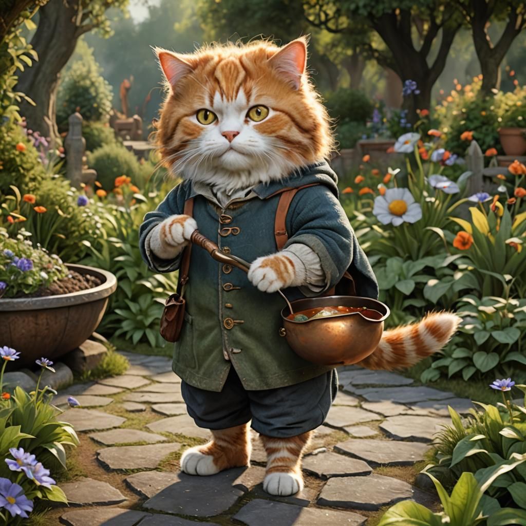 Samwise Gamgee Cat Hobbit in Garden