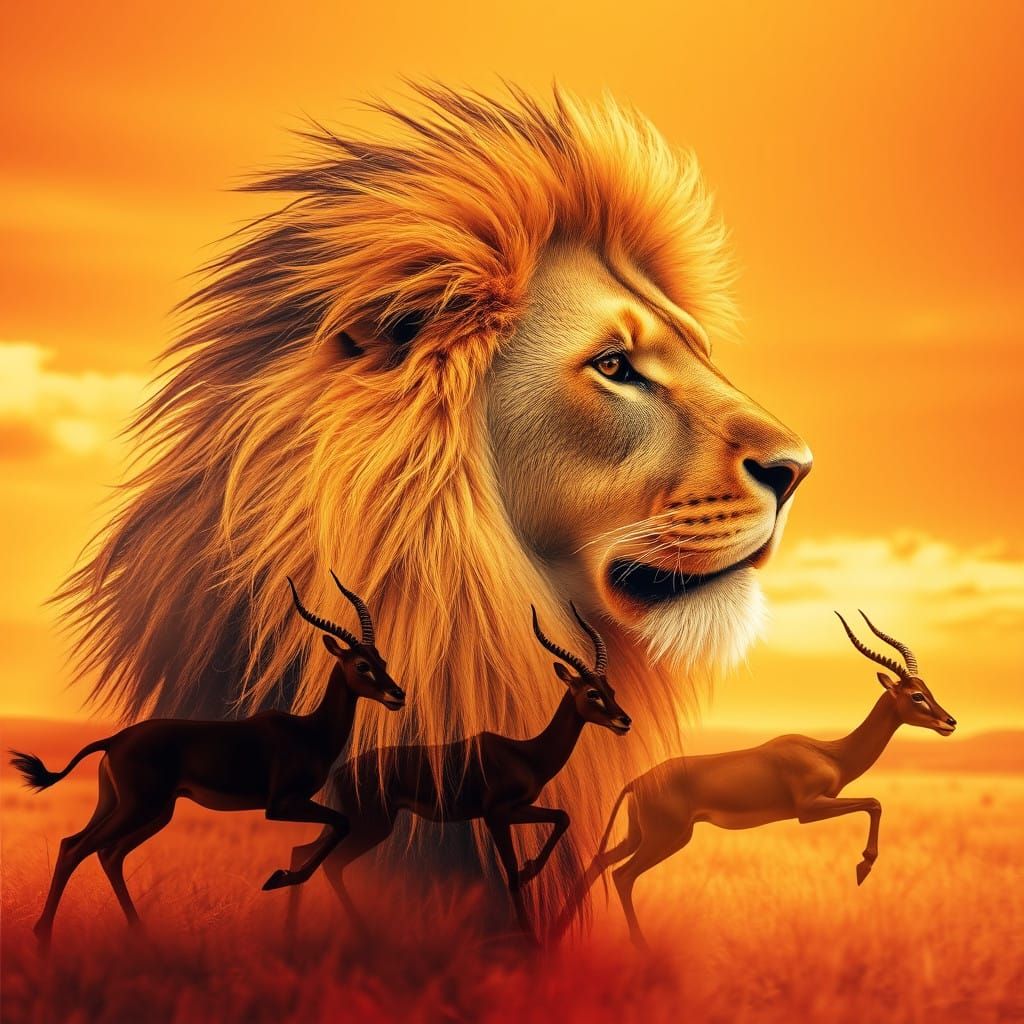 Regal Lion Amidst a Thriving Savannah