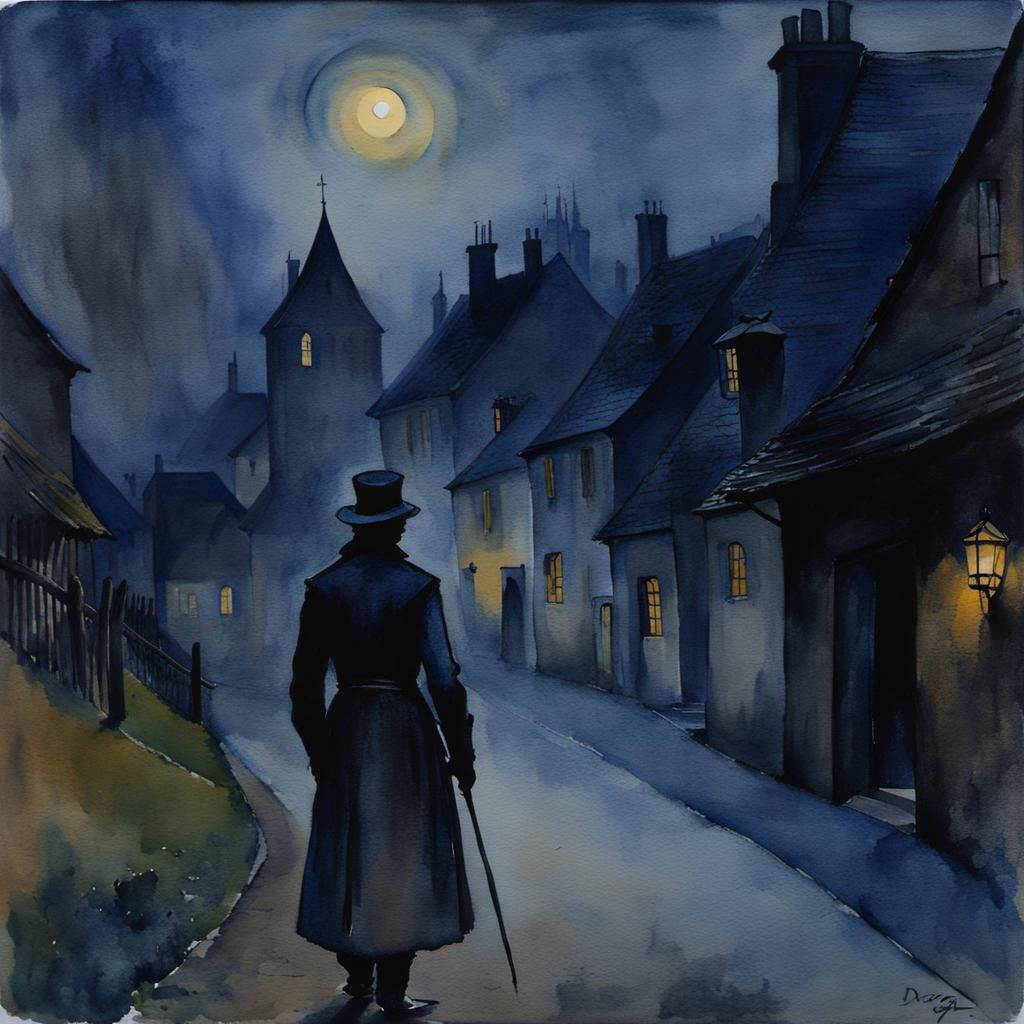 Mysterious Stranger in Dark Medieval Village