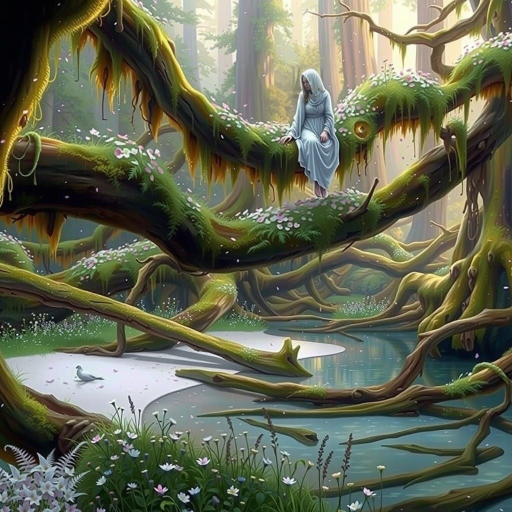 Glowing Figure in Whimsical Forest Glows Under Hood