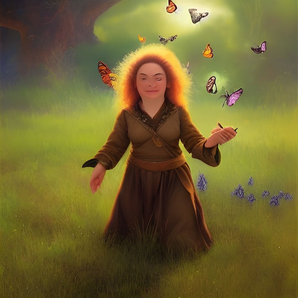 Halfling Druid in Field, Oil Painting