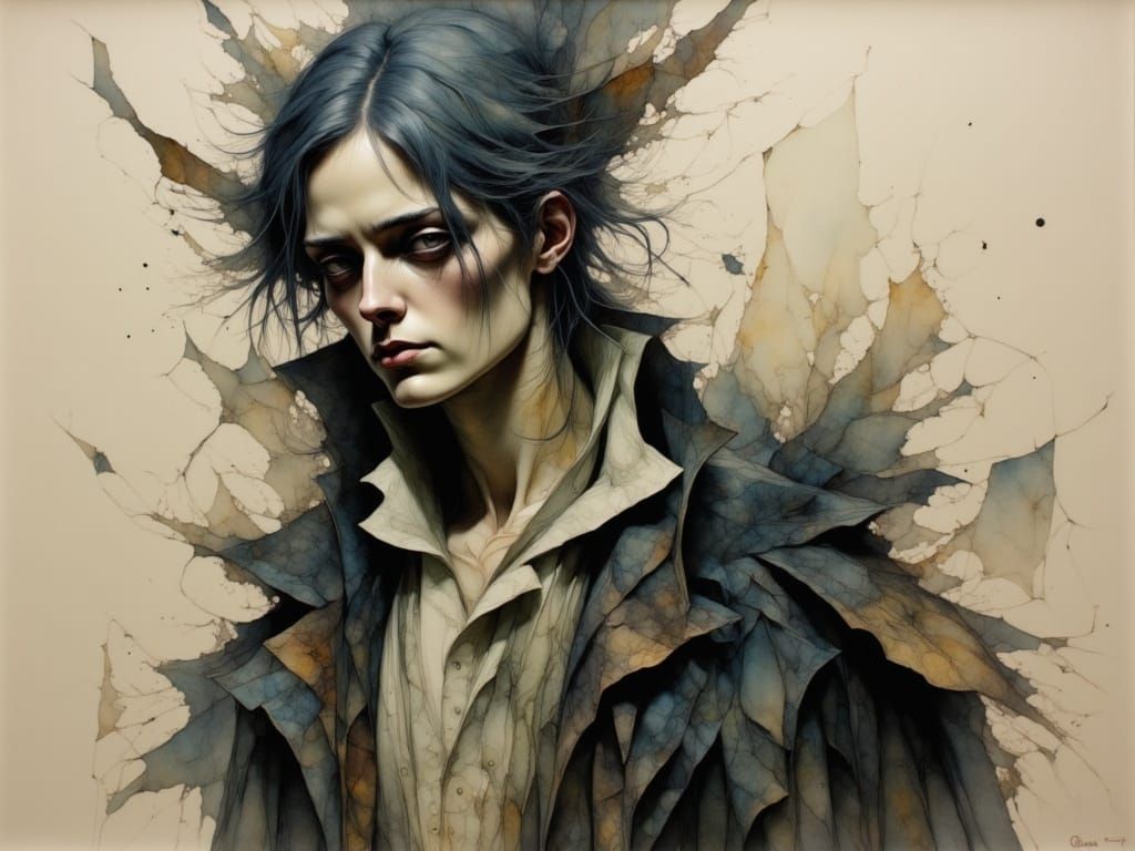 Expressionist Oil Painting of Resigned Figure