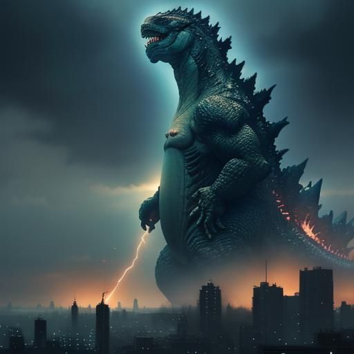 Godzilla in Studio Ghibli Anime Style