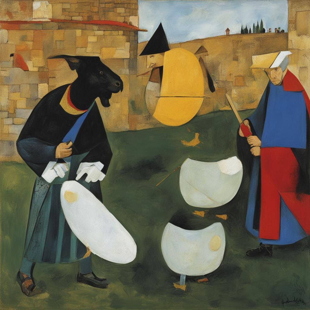 Eggs Hunt in Renaissance Cubist Style