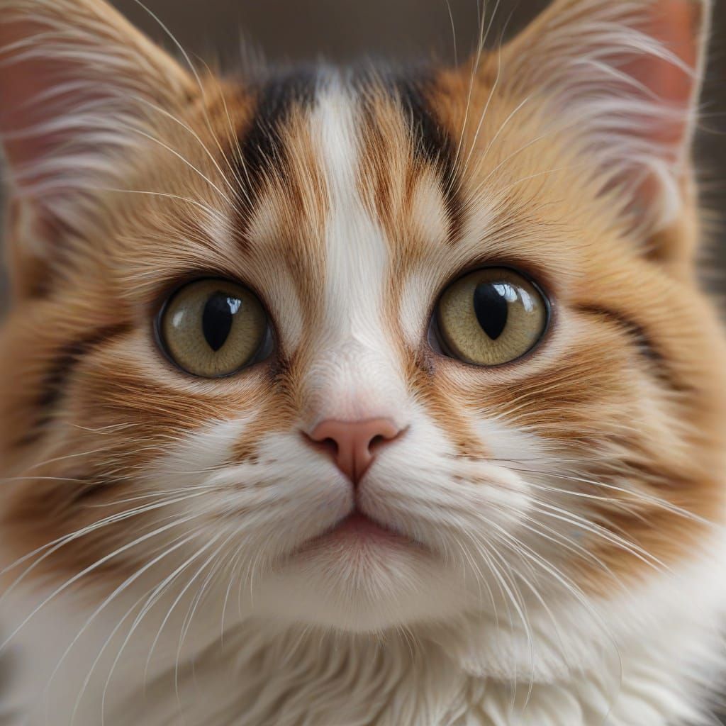 Lifelike Calico Kitten Portrait in Photorealistic Style