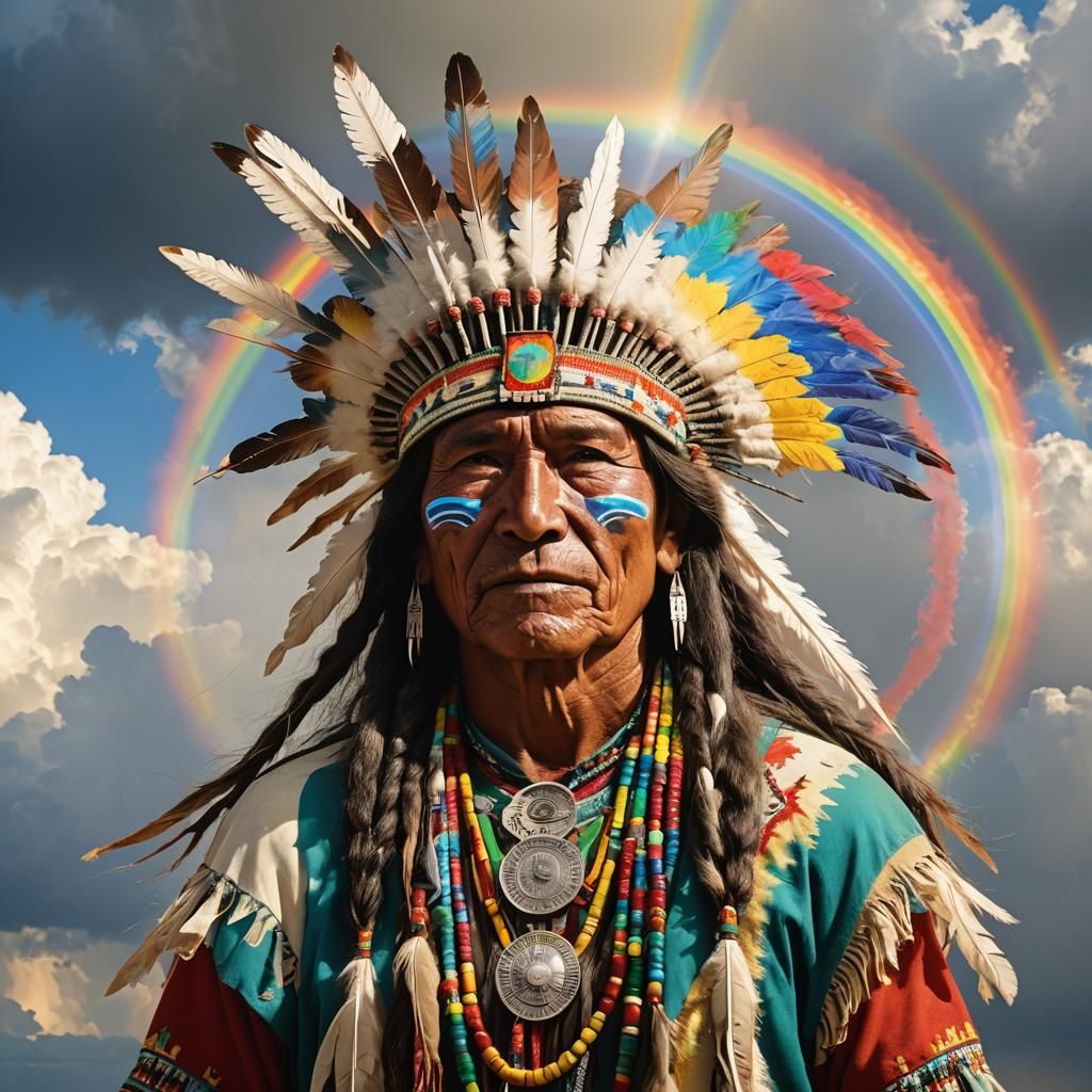 Native American Rainbow Warrior in Divine Light
