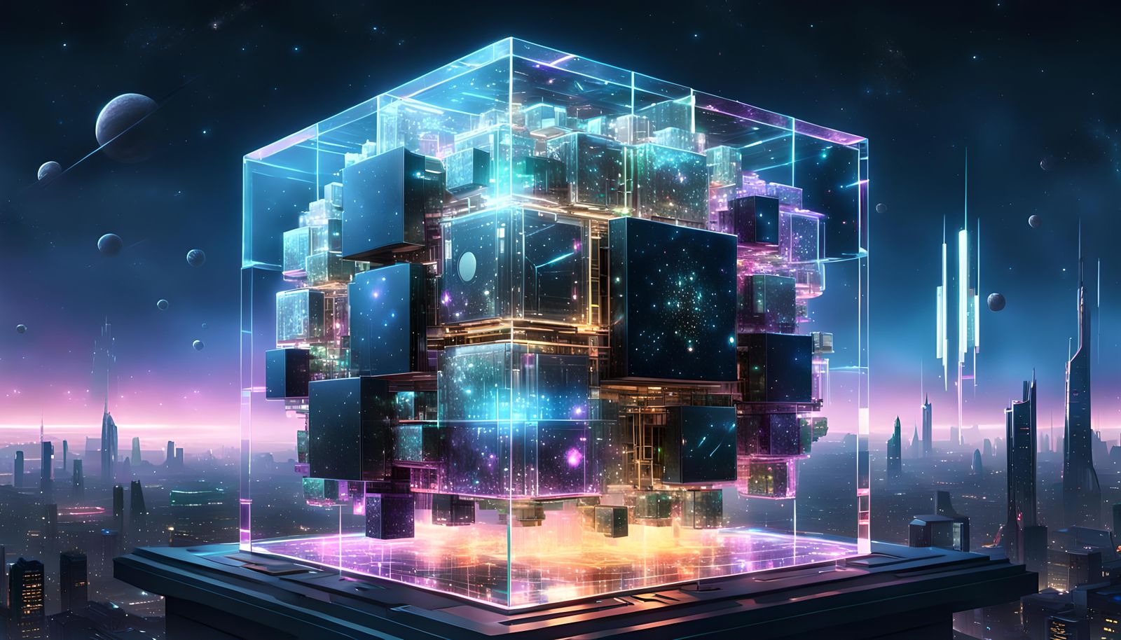 Cyberpunk Universe in a Glass Cube