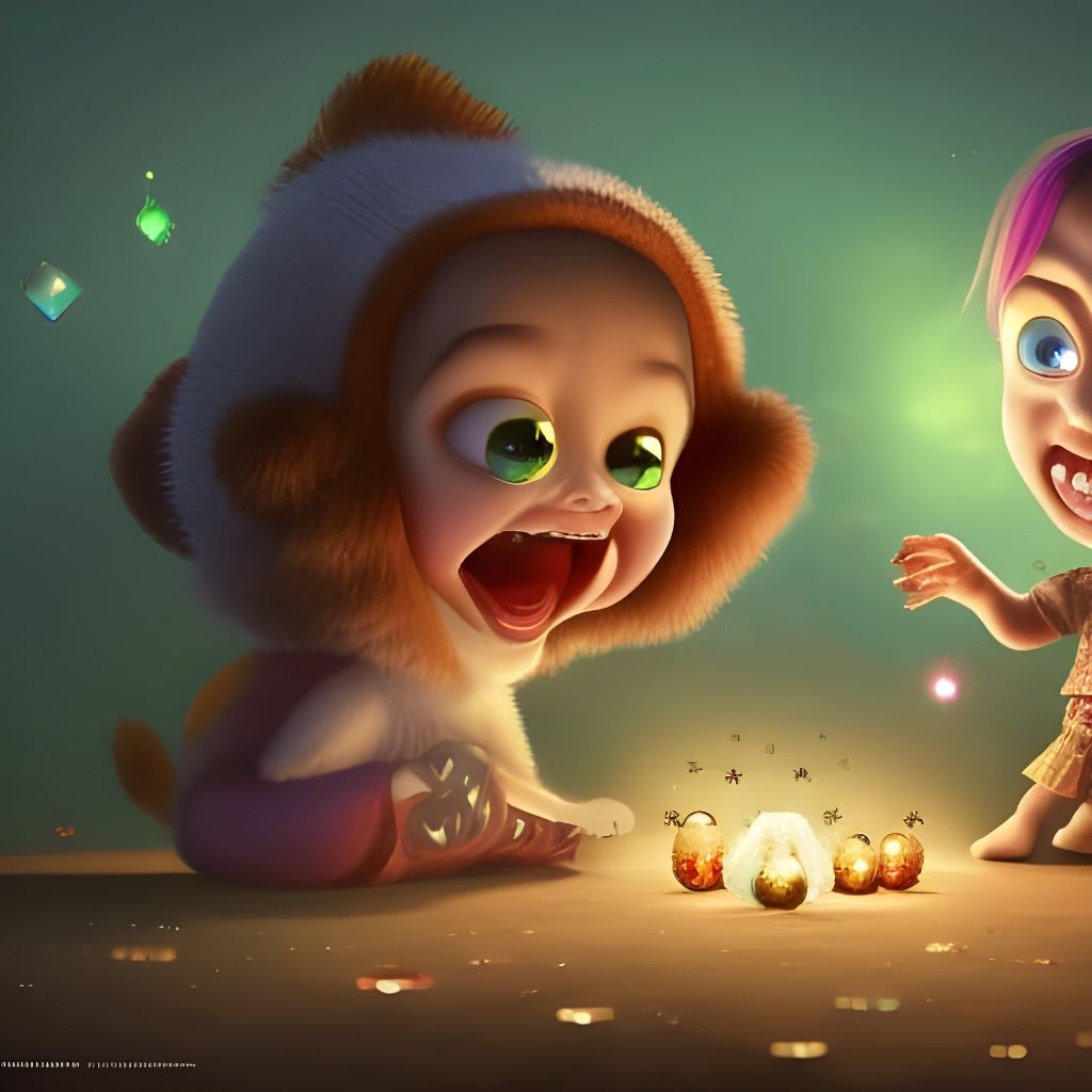 Pixar Style Baby Vampire Kicking Garlic