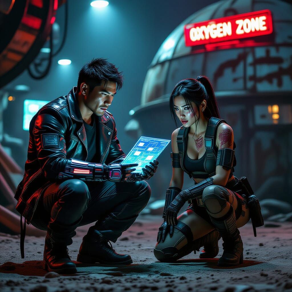 Dystopian Mars Scene with Cybernetic Implants