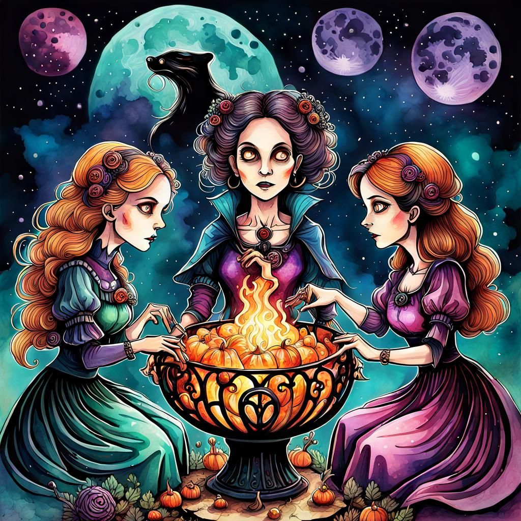 Lovecraftian Queen Marmot Summoning Ritual in Mixed Media