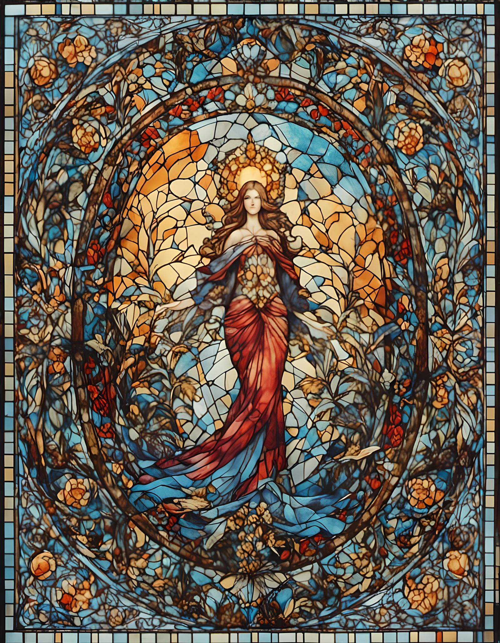 Stained Glass Window in Abandoned Church