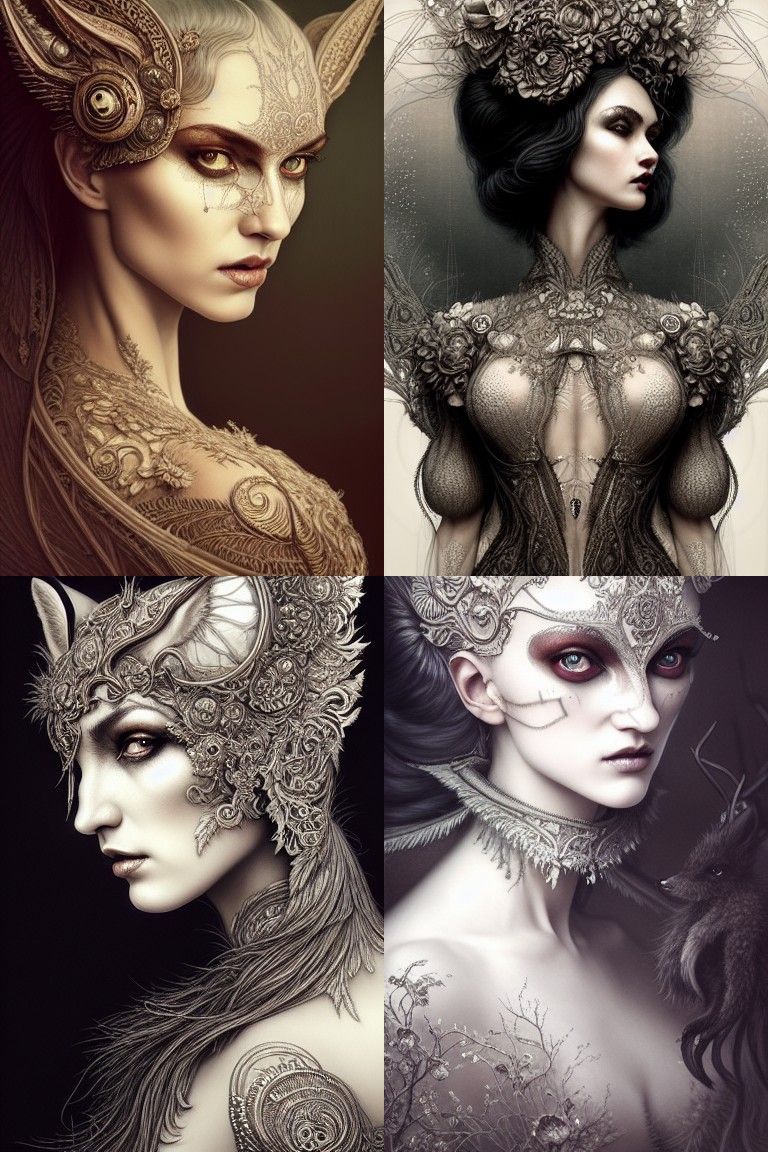 Elegant Fox Woman in Hyper-Detailed Digital Illustration