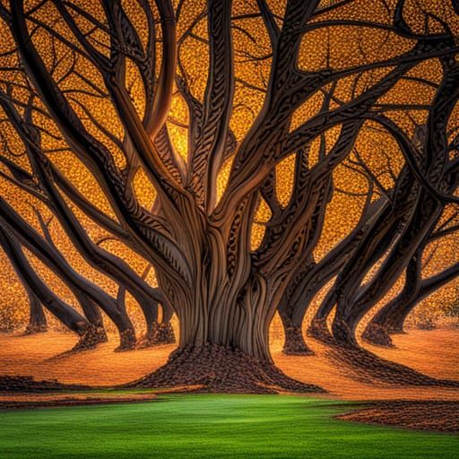 Trees Falling Leaves in Romanesque Style