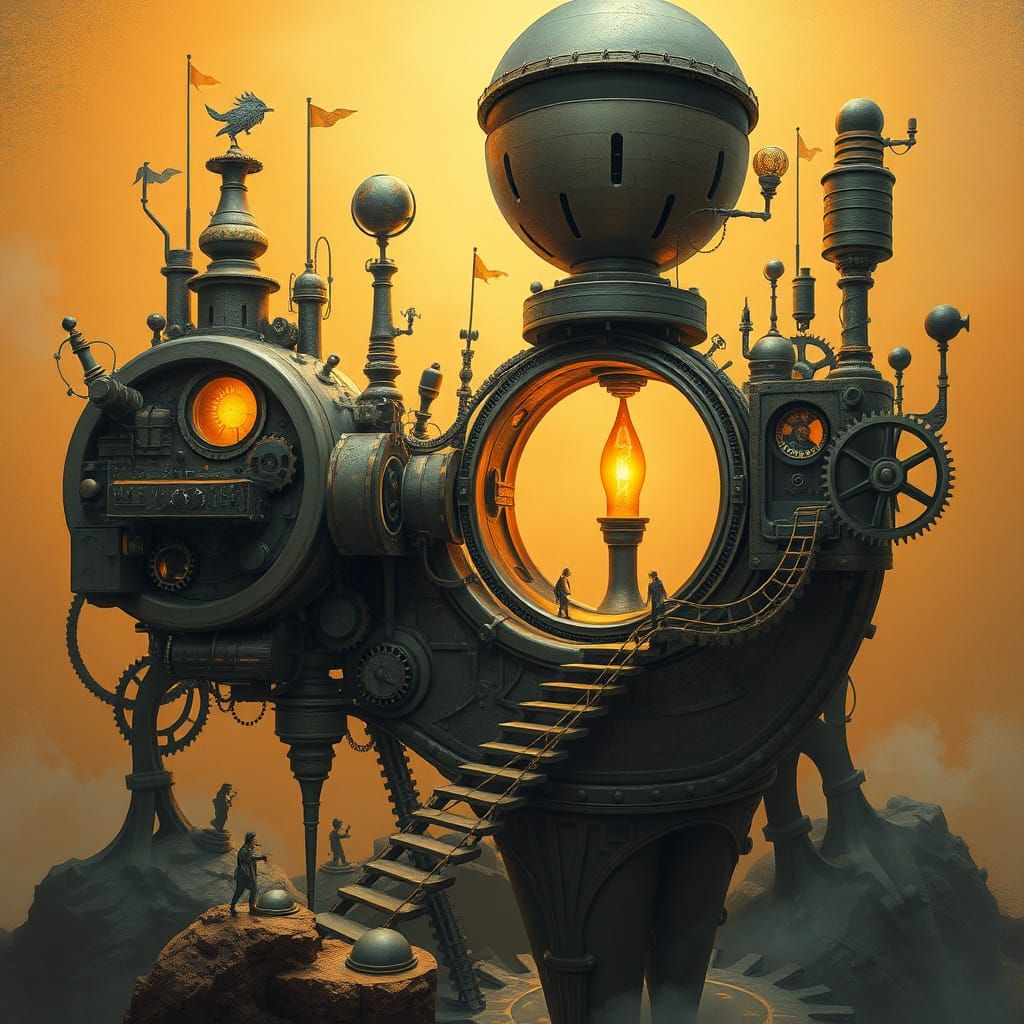 Steampunk Fantasy Machine in Golden Light