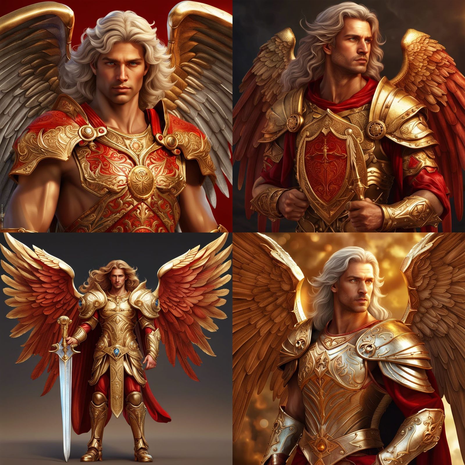 Astrological Angel in Golden Armor Illustration