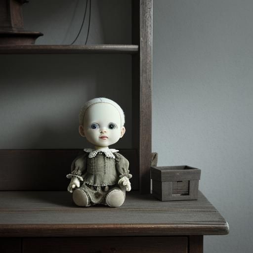 Creepy Doll Portrait in Abandoned Nursery