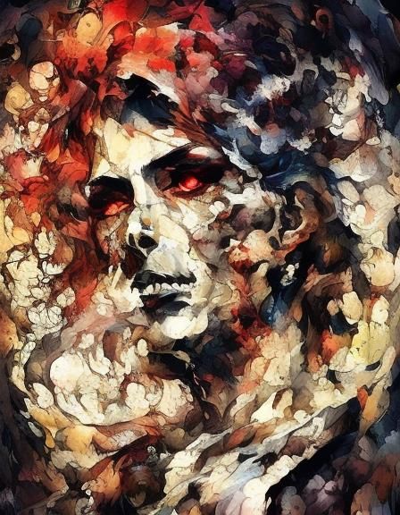 Dark Fantasy Vampire Artist Portrait in Digital Painting Sty...