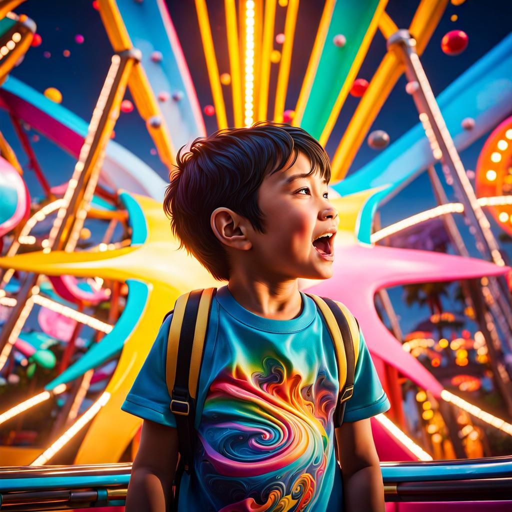 Boy sees theme park rides for first time
