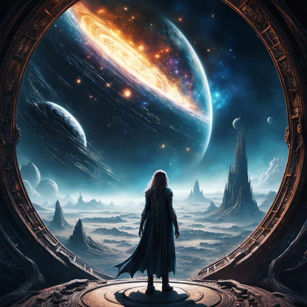 Cosmic Sorceress in Spaceship, Earth View