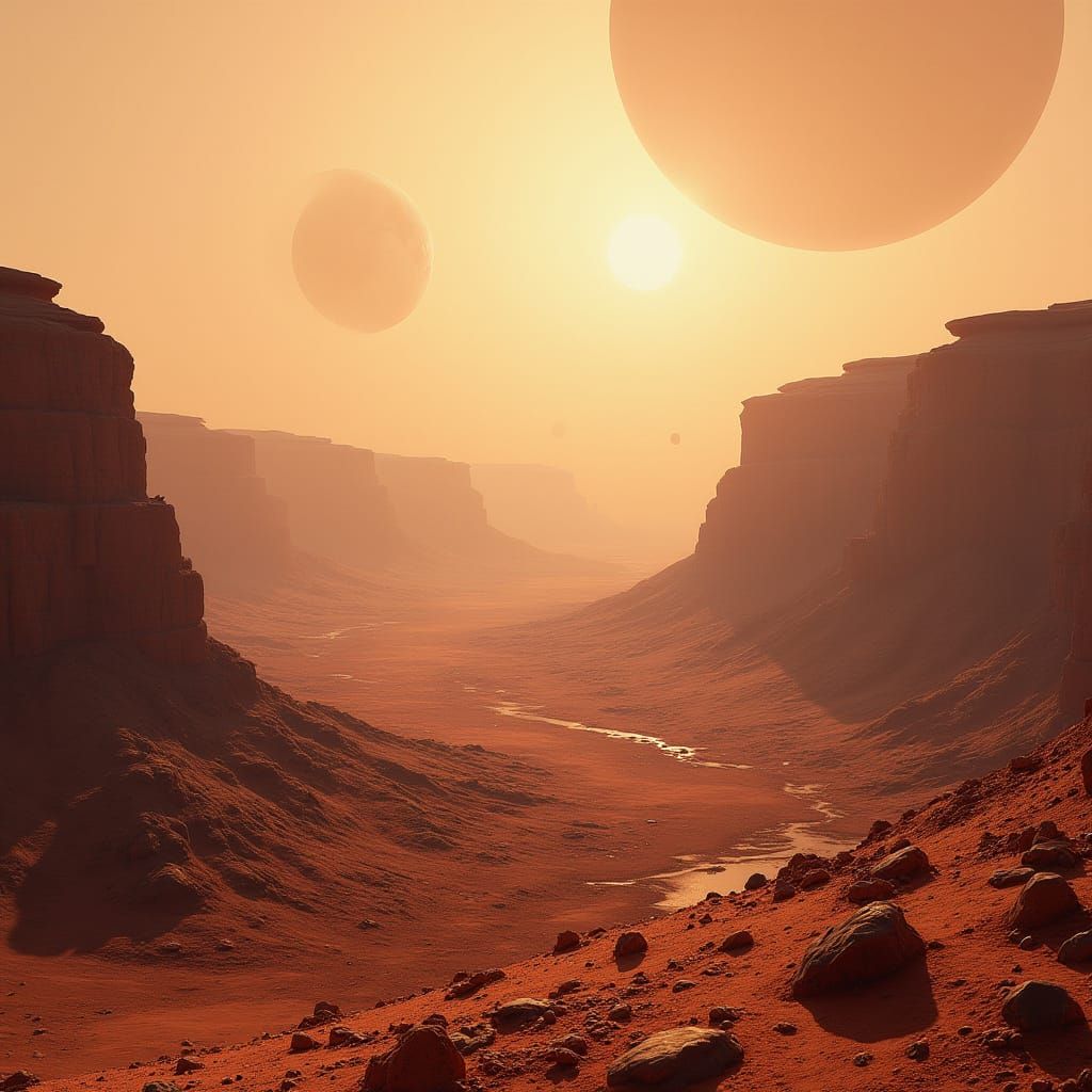 Dramatic Mars Landscape in Cinematic Sci-Fi Style