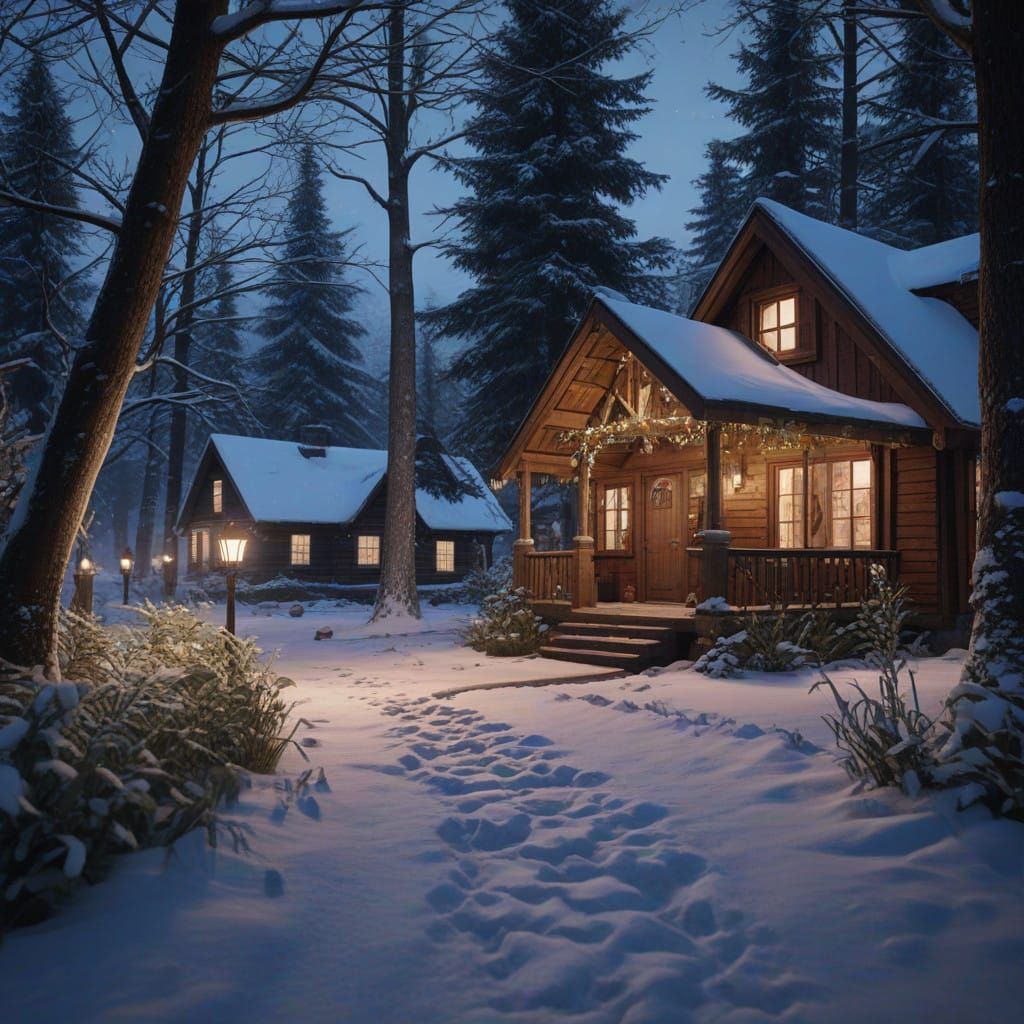 Winter Wonderland Family Walk to Christmas Cottage as Fantas...